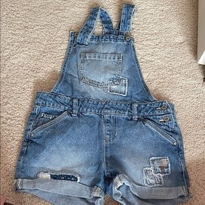 Denim Patchwork Overalls